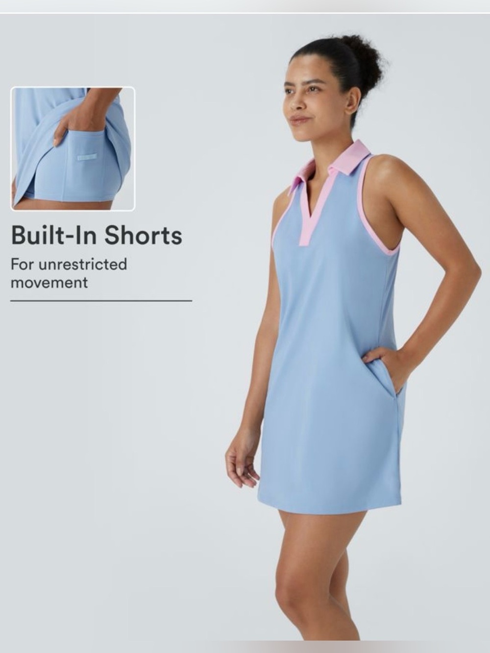 HALARA SoftlyZero™ Airy Collar Pocket Color Block 2-Piece InstantCool Dress